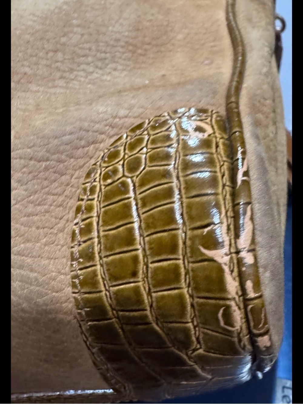 Fendi Tan Leather Tote with Croc Trim and Medallion - Picture 14 of 16